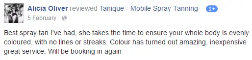 Tanique mobile spray tan reviews in Stafford